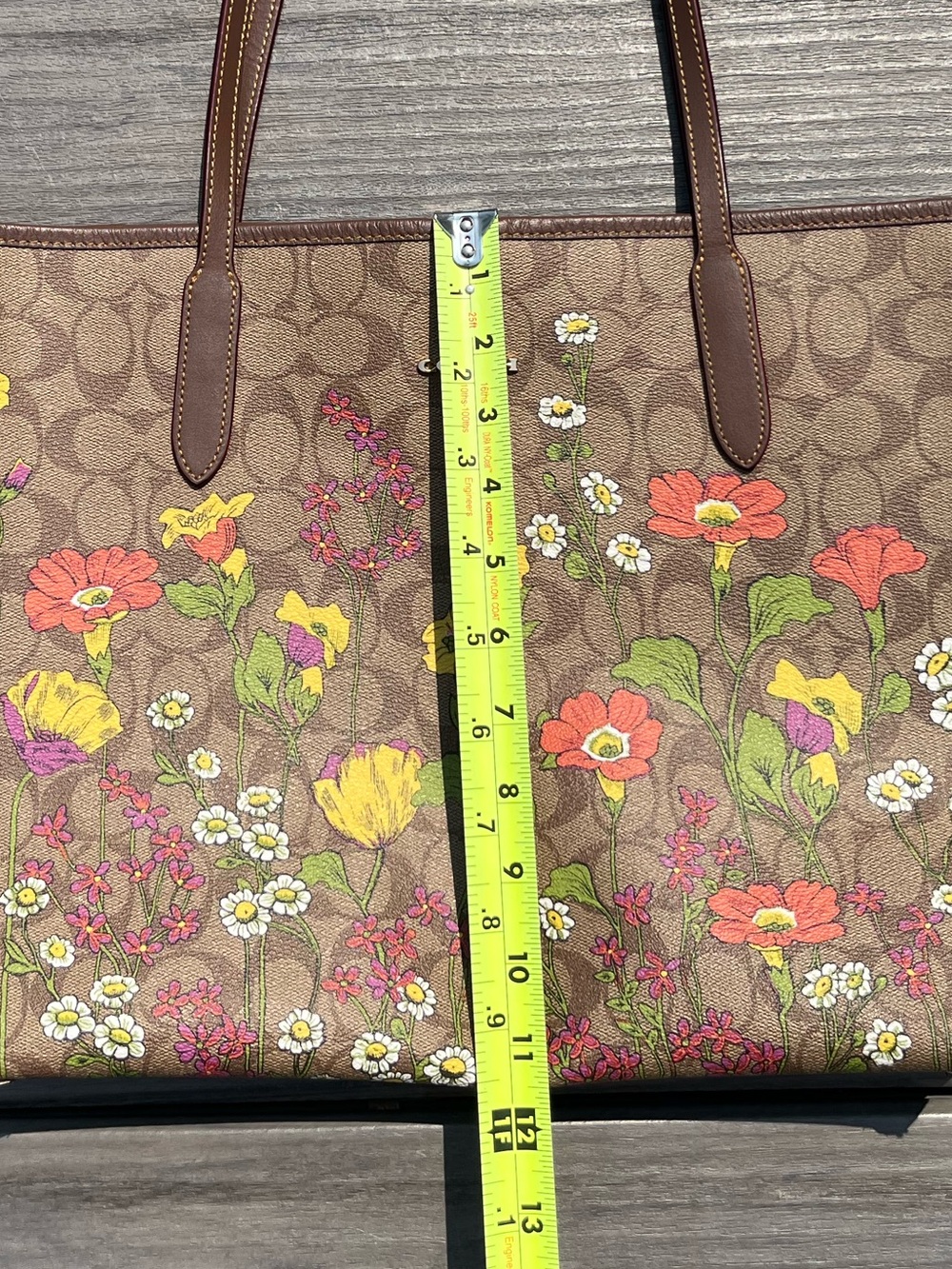 Coach; Large City Tote; Signature Brown Monogram; Multicolor Garden Floral Print - Picture 7 of 16